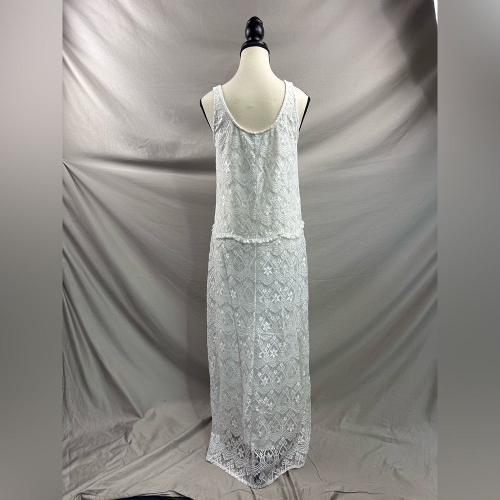 Elegant Bohemian Sleeveless Lace Long Dress White - Picture 11 of 11